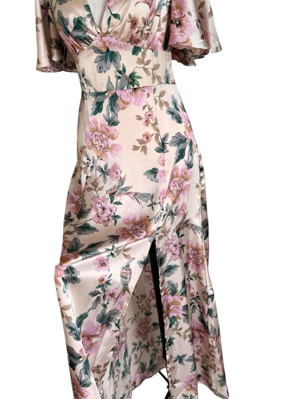 Dress Forum Morning Meadow Romance Floral Maxi Dress Ivory Pink Slit NWT Small - Picture 8 of 15
